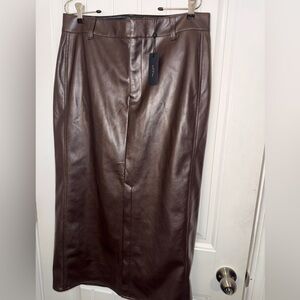 rag & bone Dark Brown Leather Pencil Skirt